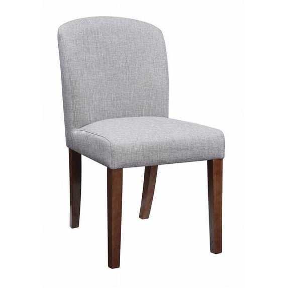 Fabric & Wooden Dining Chair, Gray & Brown - Set of 2