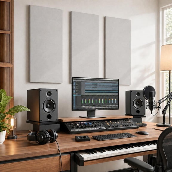 Fabric Wrapped Acoustic Panels 2 Pack, 47.2” x 23.6” Large Sound Dampening Panels, Fiberglass Sound Proof Wall Panels for Recording Studio Office, Gray