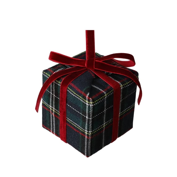 Fabric Wrapped Box Decoration for Holiday Tree, Wreath, Mantel, Black