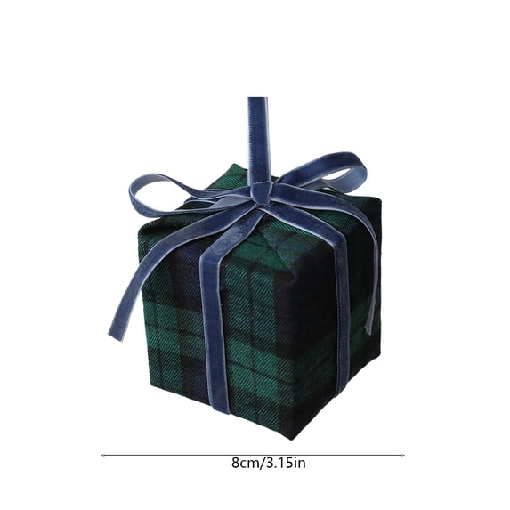Fabric Wrapped Box Decoration for Holiday Tree, Wreath, Mantel, Blue