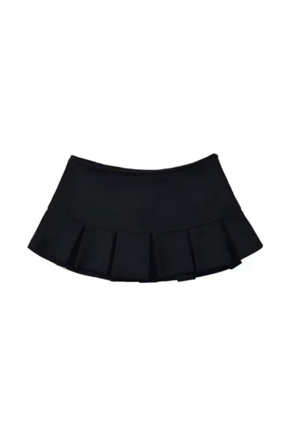 Fabric Y2K Mini Skirt Women Low Waist Wide Pleat Light Grey Sexy Vintage A-line Pleated Skirt Casual Skort Summer
