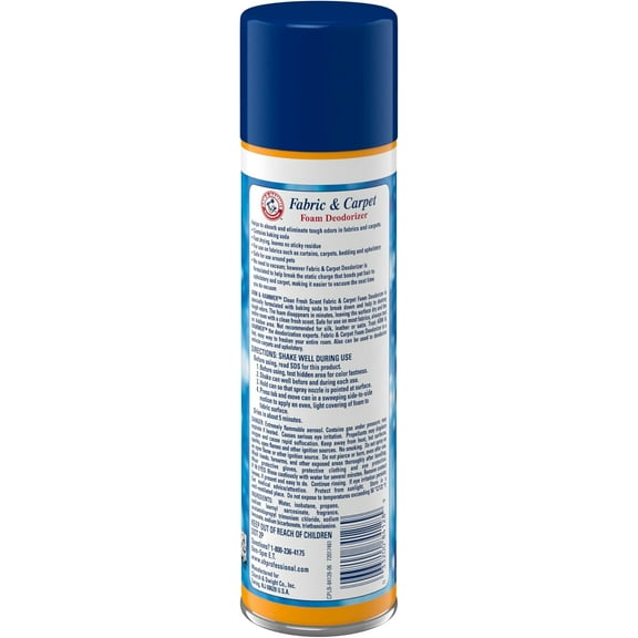 Fabric and Carpet Foam Deodorizer Professional, Fresh Scent Aerosol, 15 fl oz ( of 8)