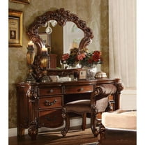 Fabric and Cherry Vanity Stool