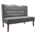 thumbnail image 1 of Fabric and Wooden Settee with Button Tufting Wing Back, Brown and Gray, 1 of 2