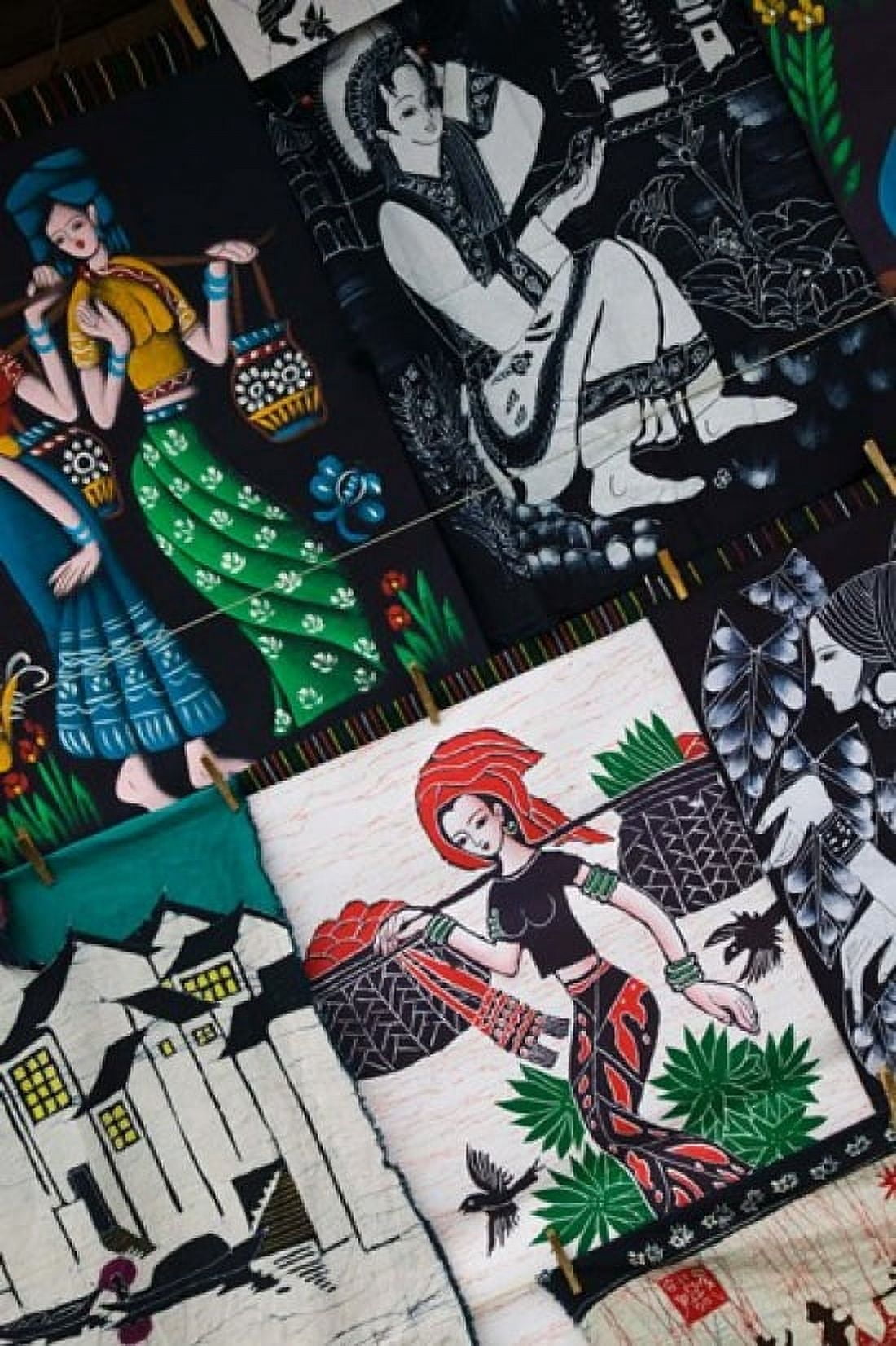 Fabric items for sale at a market stall Old Town Dali Yunnan Province China Canvas Art - Panoramic Images (24 x 36)