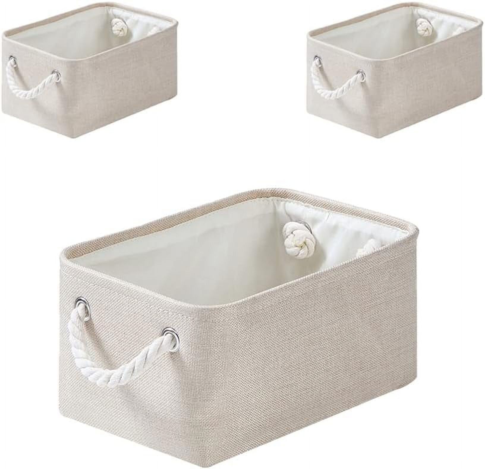 Fabric storage boxes, foldable storage box with rope handles