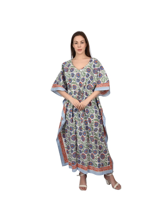 Hand Block Printed High Quality Cotton Long Kaftan dress For Women
