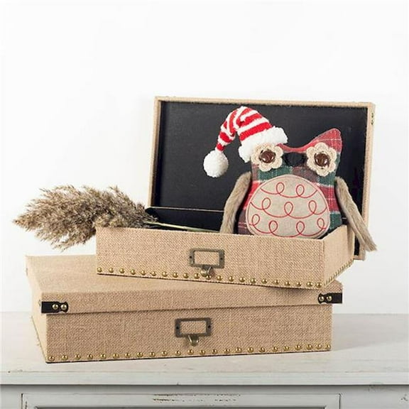 Fabric with Metal Accents Decorative Boxes - Set of 2