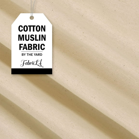 FabricLA 100% Cotton Muslin Fabric - 62" Inches (157 CM) Wide Unbleached Muslin Cloth - Cotton Muslin Fabric by Yard - Natural Muslin Fabric, 2 Continuous Yards