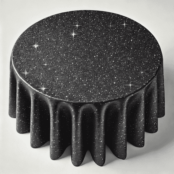 FabricLA 24" x 24" Reversible Modern Glitter Table Runner, Black