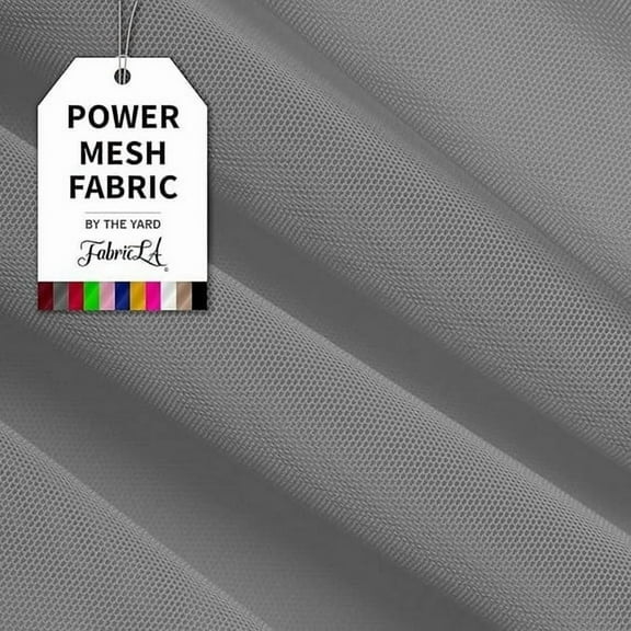 FabricLA | 4-Way Stretch Power Mesh Fabric Lightweight Sheer Power Mesh Nylon Spandex Fabric| 10 Yards | 60" inch Wide | Grey