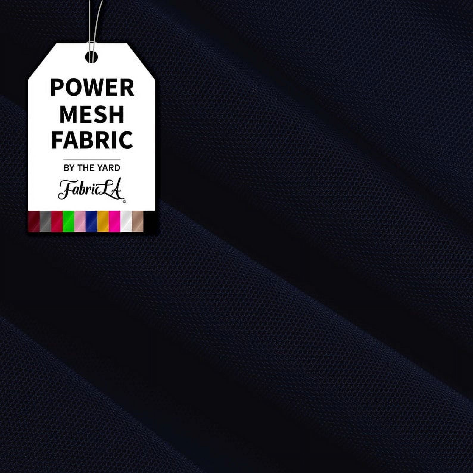FabricLA, 4-Way Stretch Power Mesh Fabric Lightweight Sheer Power Mesh  Nylon Spandex Fabric Mesh, 1 Yard, 60 inch Wide