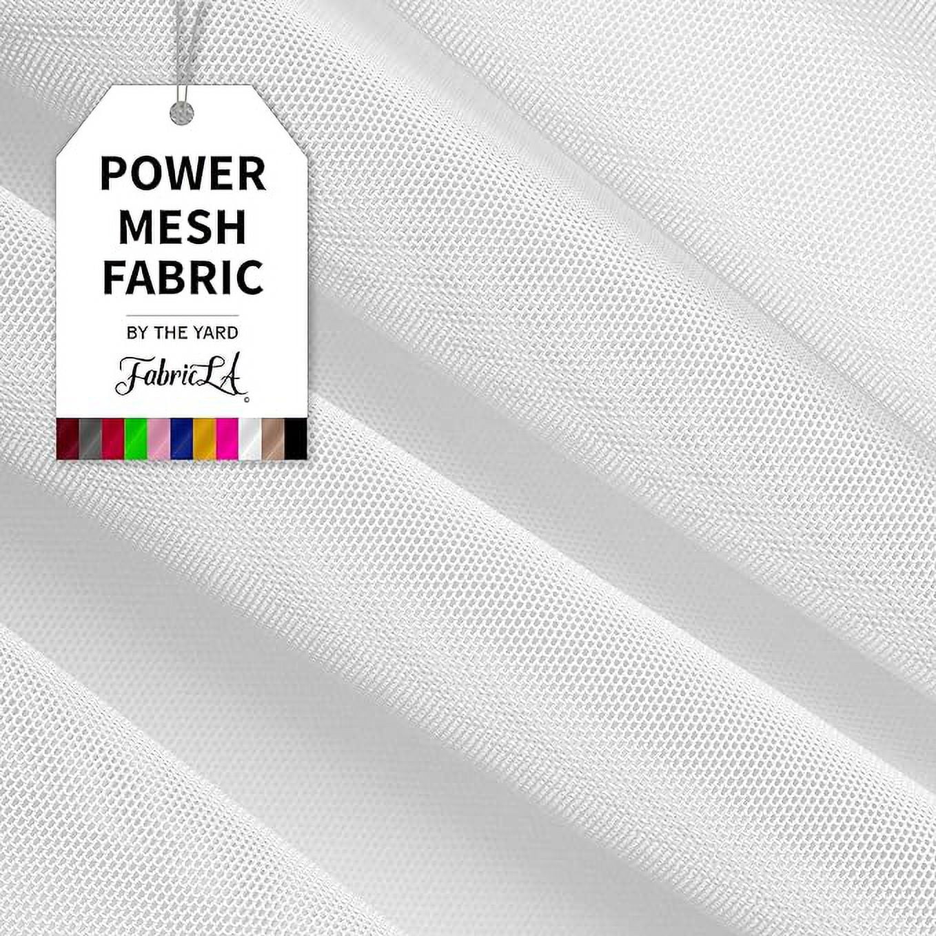 FabricLA | 4-Way Stretch Power Mesh Fabric Lightweight Sheer Power Mesh  Nylon Spandex Fabric Mesh | 4 Yards | 60 inch Wide | White