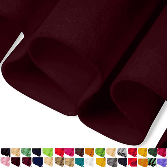 FabricLA Acrylic Felt Fabric - 72" Inch Wide 1.6mm Thick Felt by The Yard - Use Felt Sheets for Sewing, Cushion and Padding, DIY Arts & Crafts - Burgundy, 9 Yard