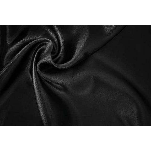 FabricLA Charmeuse Satin Fabric by the Yards - 58/60" Inches (150 cm) Wide Satin Silky Fabric for Bridal Wedding Decoration, Fashion Craft - 3 Yards, Black Satin Fabric