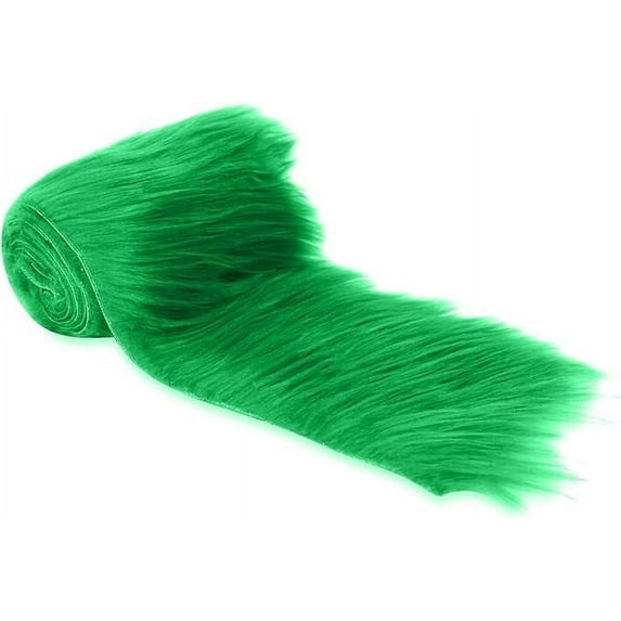 FabricLA Comfort Shaggy Faux Fur Luxury Fabric Soft Trim Size, 60" x 2" inch Ribbon Sold by the Yard (Kelly Green)