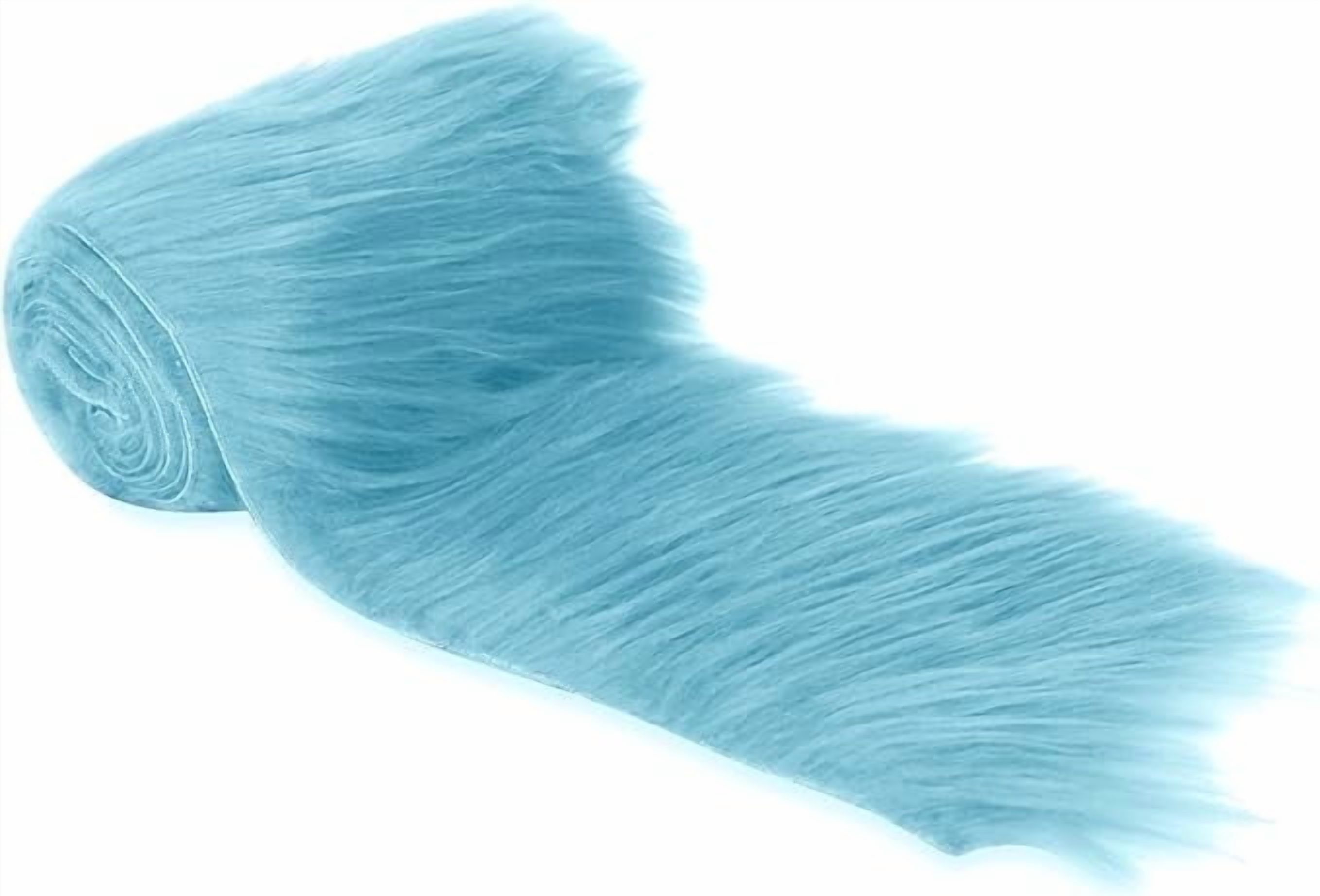 FabricLA Comfort Shaggy Luxury Soft Faux Fur Fabric Soft Trim Size, 60 x 4 inch Elegant Choice Ribbon (Baby Blue)