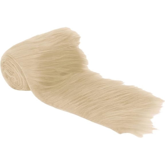 FabricLA Comfort Shaggy Luxury Soft Faux Fur Fabric Soft Trim Size, 60 x 4 inch Elegant Choice Ribbon (Ivory)