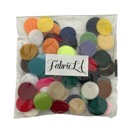 FabricLA Craft Felt Circles Mixed Colors | Bulk Assortment | 1-Inch Diameter | Packs of 100 Pieces | Perfect for DIY Projects & Decorations