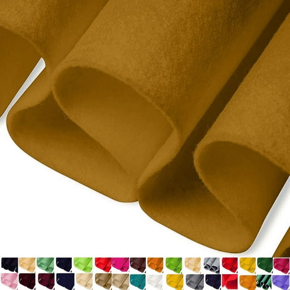 FabricLA Craft Felt Fabric - 18" X 18" Inch Wide & 1.6mm Thick Felt Fabric by The Yard - Antique Gold - Use This Soft Felt Roll for Crafts - Felt Material Pack