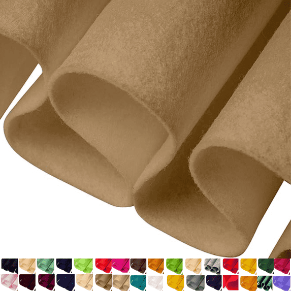 FabricLA Craft Felt Fabric - 18" X 18" Inch Wide & 1.6mm Thick Felt Fabric by The Yard - Sandy A048 - Use This Soft Felt Roll for Crafts - Felt Material Pack