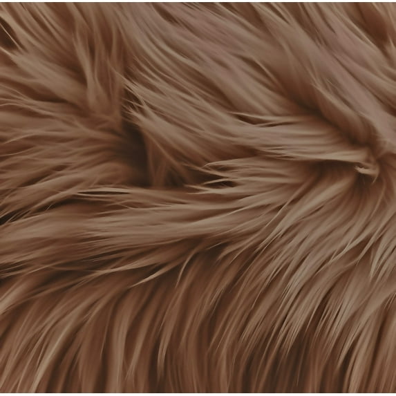 FabricLA Faux Fur Fabric - 16 Packs Square Fur Material Fabric - 10” X 10” Inches - Shaggy Fur Patches Fabric Cuts Chair Cover Seat Cushion for DIY Craft - Light Brown