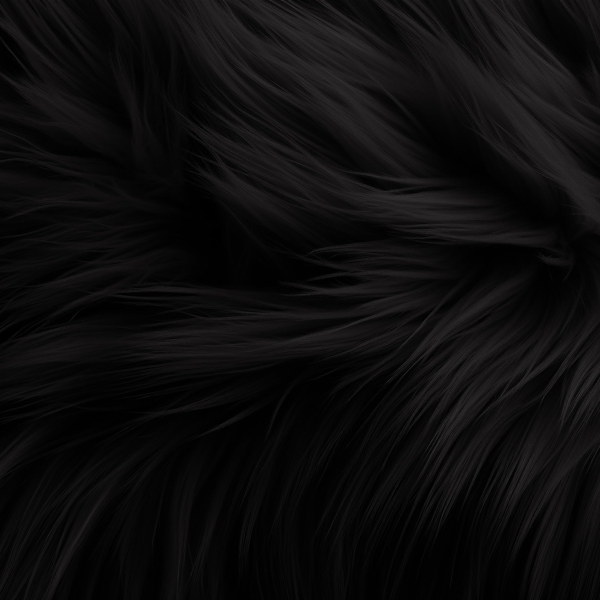 FabricLA 36" Round Shaggy Faux Fur Sewing & Craft Fabric, Black