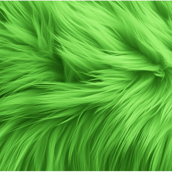 FabricLA Faux Fur Fabric - 4" x 4" inches, 4 Packs Lime Green