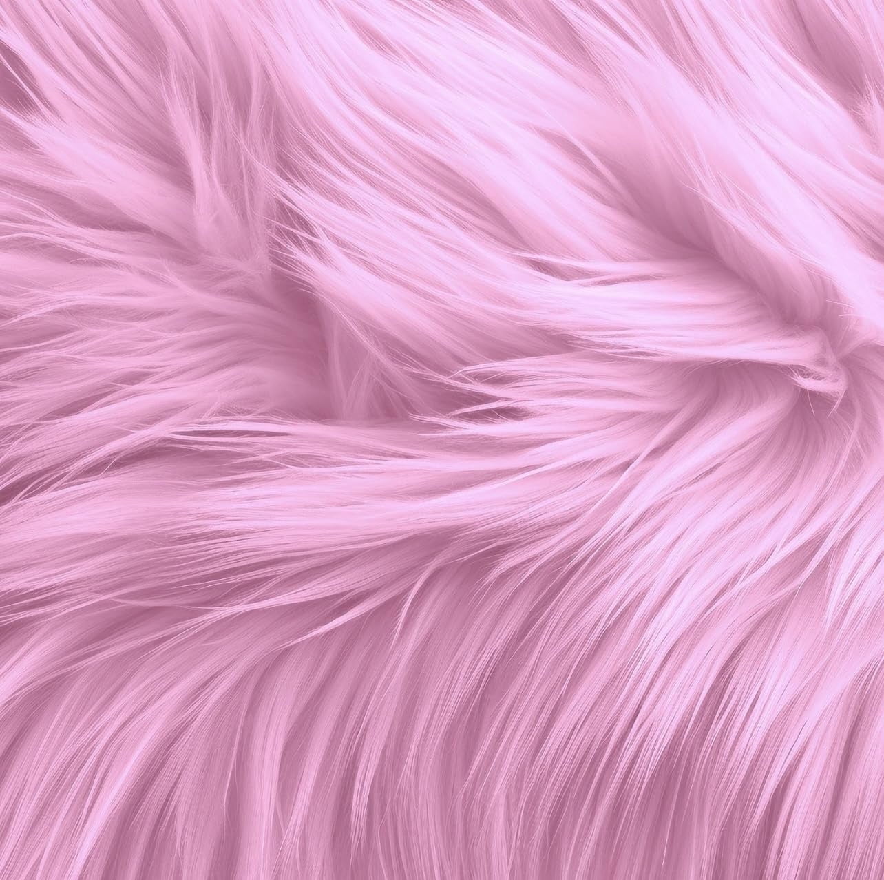 FabricLA 48" Round Shaggy Faux Fur Sewing & Craft Fabric, By the Yard, Baby Pink