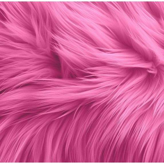 FabricLA Faux Fur Fabric | 48" Round Circular Fluffy Shaggy Faux Fur Fabric | Use Round Faux Fur for Carpet, Kids Play Mats, Bedroom, Christmas Decoration. (Bubble Gum)