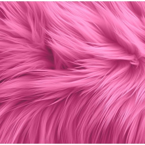 FabricLA Faux Fur Fabric | 60" Round Circular Fluffy Shaggy Faux Fur Fabric | Use Round Faux Fur for Carpet, Kids Play Mats, Bedroom, Christmas Decoration. (Bubble Gum)