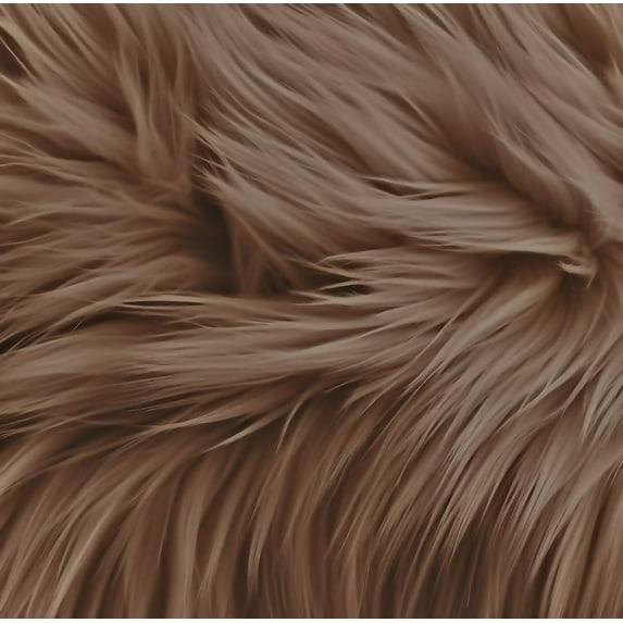 FabricLA FabricLA Faux Fur Fabric | 60" Round Circular Fluffy Shaggy Faux Fur Fabric | Use Round Faux Fur for Carpet, Kids Play Mats, Bedroom, Christmas Decoration. (Light Brown)