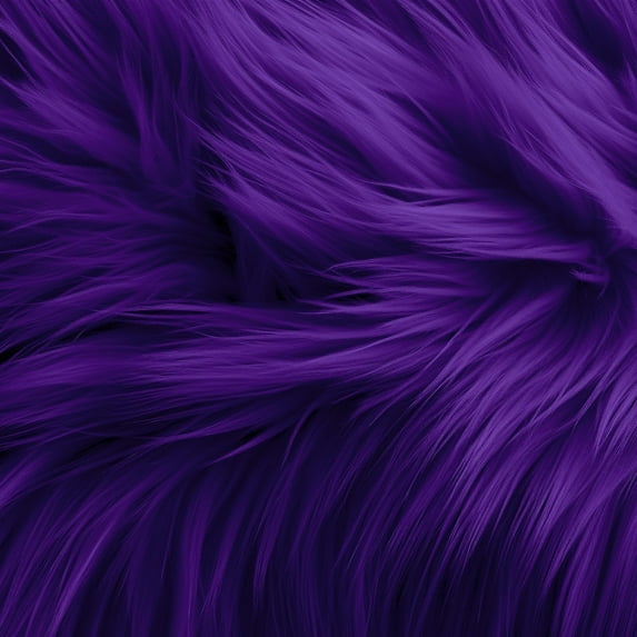 FabricLA Faux Fur Fabric | 60" Round Circular Fluffy Shaggy Faux Fur Fabric | Use Round Faux Fur for Carpet, Kids Play Mats, Bedroom, Christmas Decoration. (Purple)