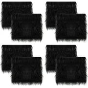 FabricLA Faux Fur Fabric - 8 Pieces Square Fur Material Fabric - 10" X 10" Inches 25cm x 25cm - Shaggy Fur Patches Fabric Cuts Chair Cover Seat Cushion for DIY Craft - Black
