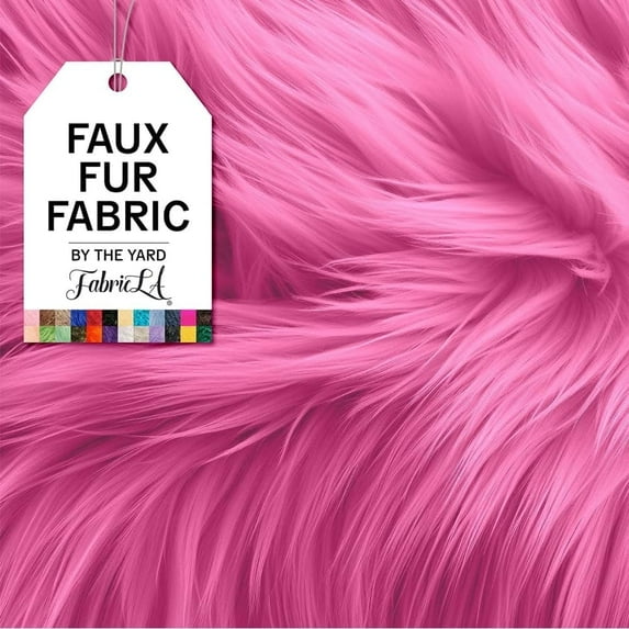FabricLA Faux Fur Fabric Fluffy Fuzzy Fake Fur | Faux Fur Fabric by The Yard, Bubble Gum, 4 Yard