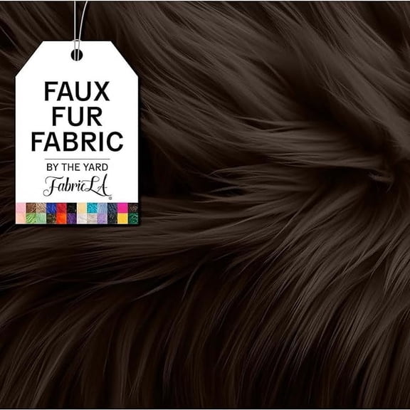 FabricLA Faux Fur Fabric Fluffy Fuzzy Fake Fur | Faux Fur Fabric by The Yard, Dark Brown, Half Yard