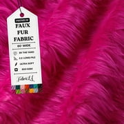 FabricLA Faux Fur Fabric Fluffy Fuzzy Fake Fur | Faux Fur Fabric by The Yard, Fuchsia, Half Yard