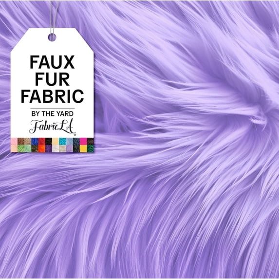 FabricLA Faux Fur Fabric Fluffy Fuzzy Fake Fur | Faux Fur Fabric by The Yard, Lavender, Half Yard