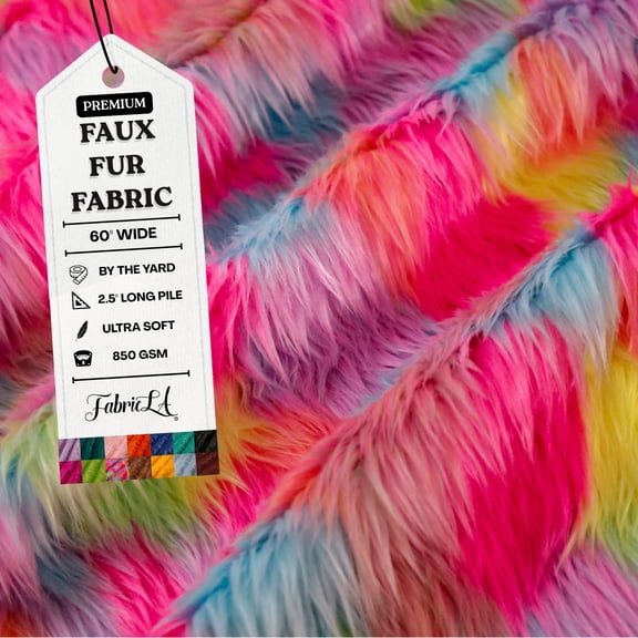 FabricLA Faux Fur Fabric Fluffy Fuzzy Fake Fur | Faux Fur Fabric, Pastel Patch, Half Yard