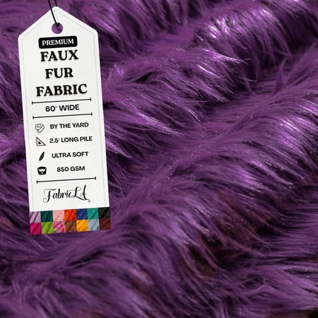FabricLA Faux Fur Fabric Fluffy Fuzzy Fake Fur | Faux Fur Fabric by The Yard, Purple, 2 Yard