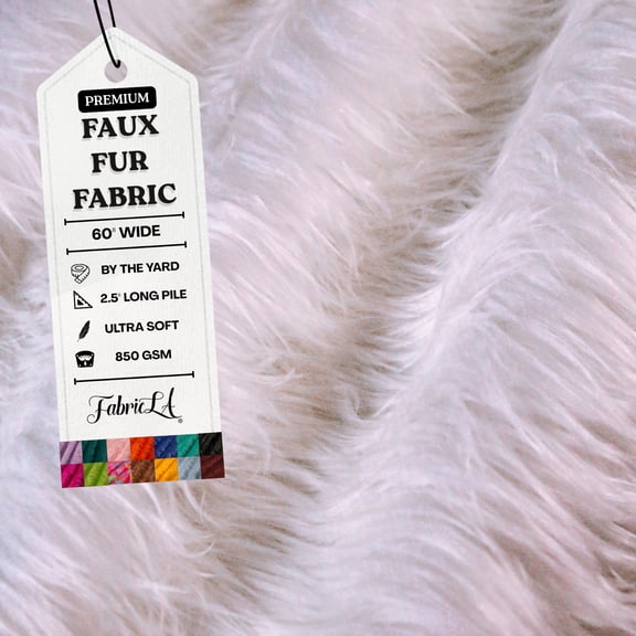 FabricLA Faux Fur Fabrics 36 in Faux Fur Solid Print Sewing & Craft Fabric 1 Yard By the Yard, White