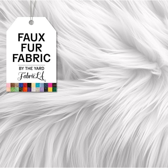 FabricLA Soft Faux Fur Fabric by The Yard, White, 1 Yard