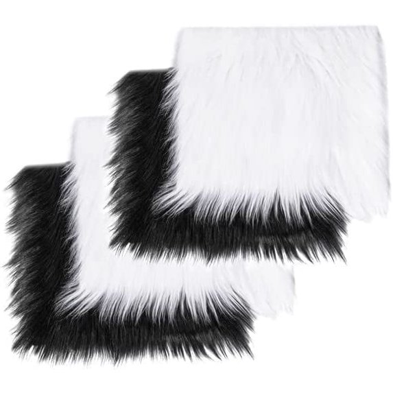 FabricLA BlackWhite Faux Fur Tree Skirt Cut - 60-Inches with Rounded Edges (No Backing) for Christmas