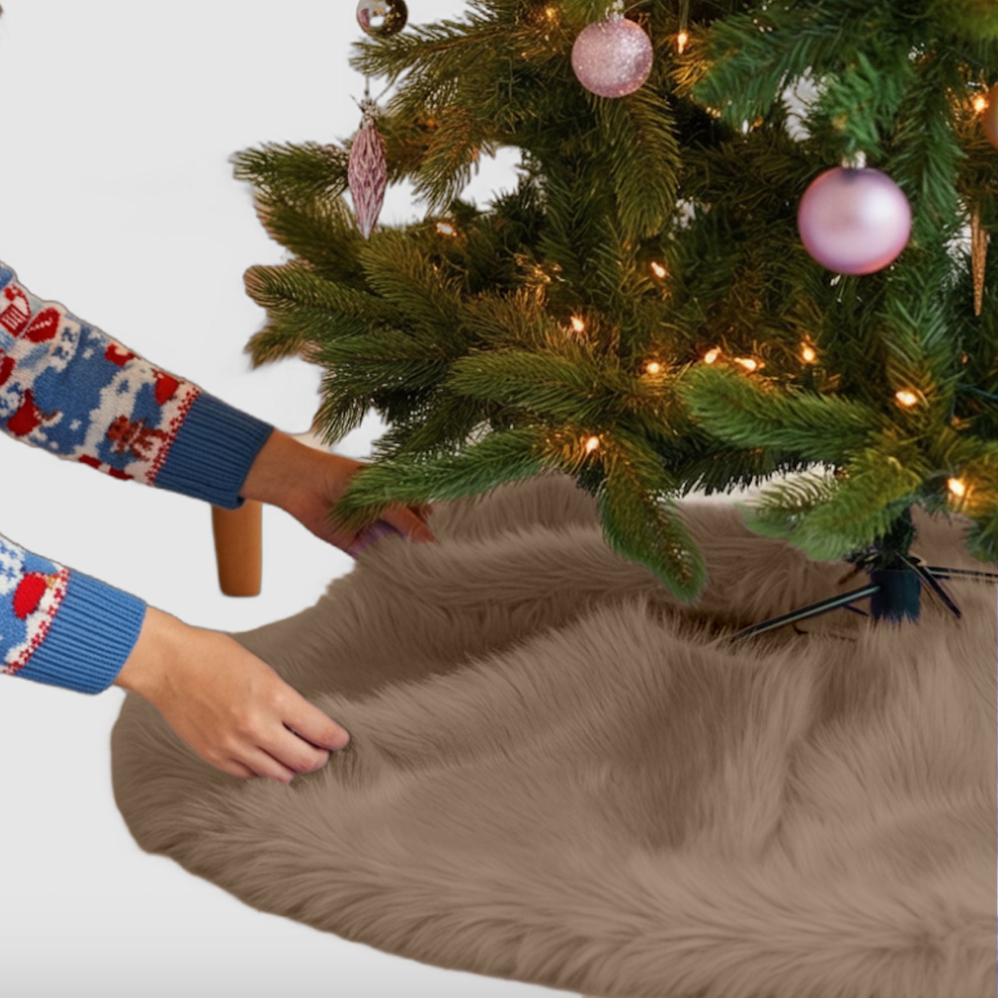 Beige Faux Fur 36" Christmas Tree Skirt