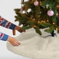 thumbnail image 1 of FabricLA Off White Faux Fur Tree Skirt Cut - 30-Inches with Rounded Edges (No Backing) for Christmas, 1 of 9