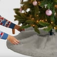 thumbnail image 1 of FabricLA Platinum Gray Faux Fur Tree Skirt Cut - 30-Inches with Rounded Edges (No Backing) for Christmas, 1 of 8