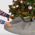 thumbnail image 1 of FabricLA Platinum Gray Faux Fur Tree Skirt Cut - 48-Inches with Rounded Edges (No Backing) for Christmas, 1 of 7