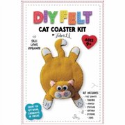 FabricLA Felt Cat Coaster Craft Kit   Beginner Sewing Project for Ages 9 and Up | Easy DIY Felt Animal Kit & All Supplies Included