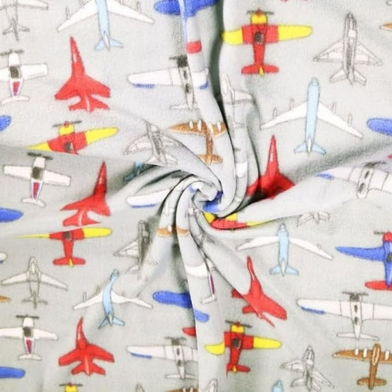 FabricLA Fleece Fabric by The Yard | 2 Yards 72"X60" Inch Wide | Soft Anti-Pill Polar Fleece | Blanket, Throw, Poncho, Pillow Cover, PJ Pants, Booties, Eye Mask - Airplanes