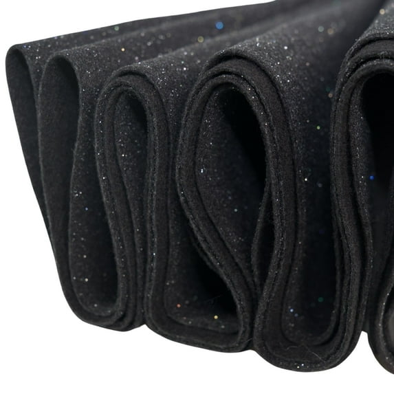 FabricLA | Glitter Felt Fabric | Glitter Fabric | Felt Fabric by The Yard | Sparkling Shimmery Felt Fabric | 18X60 Inch Wide | Black